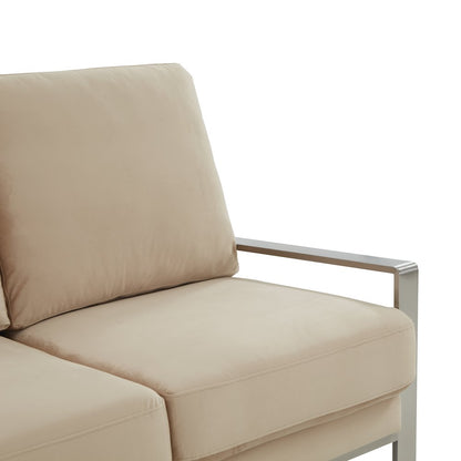 Jefferson Contemporary Modern Design Velvet Sofa With Silver Frame
