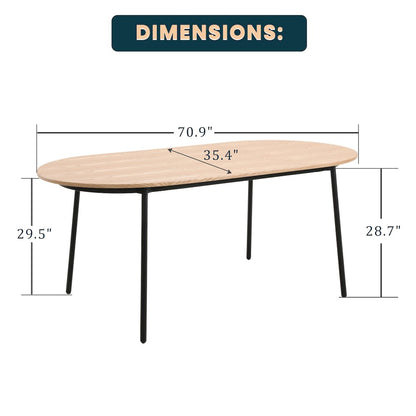 Tule Modern 71" Oval Dining Table in Natural Wood