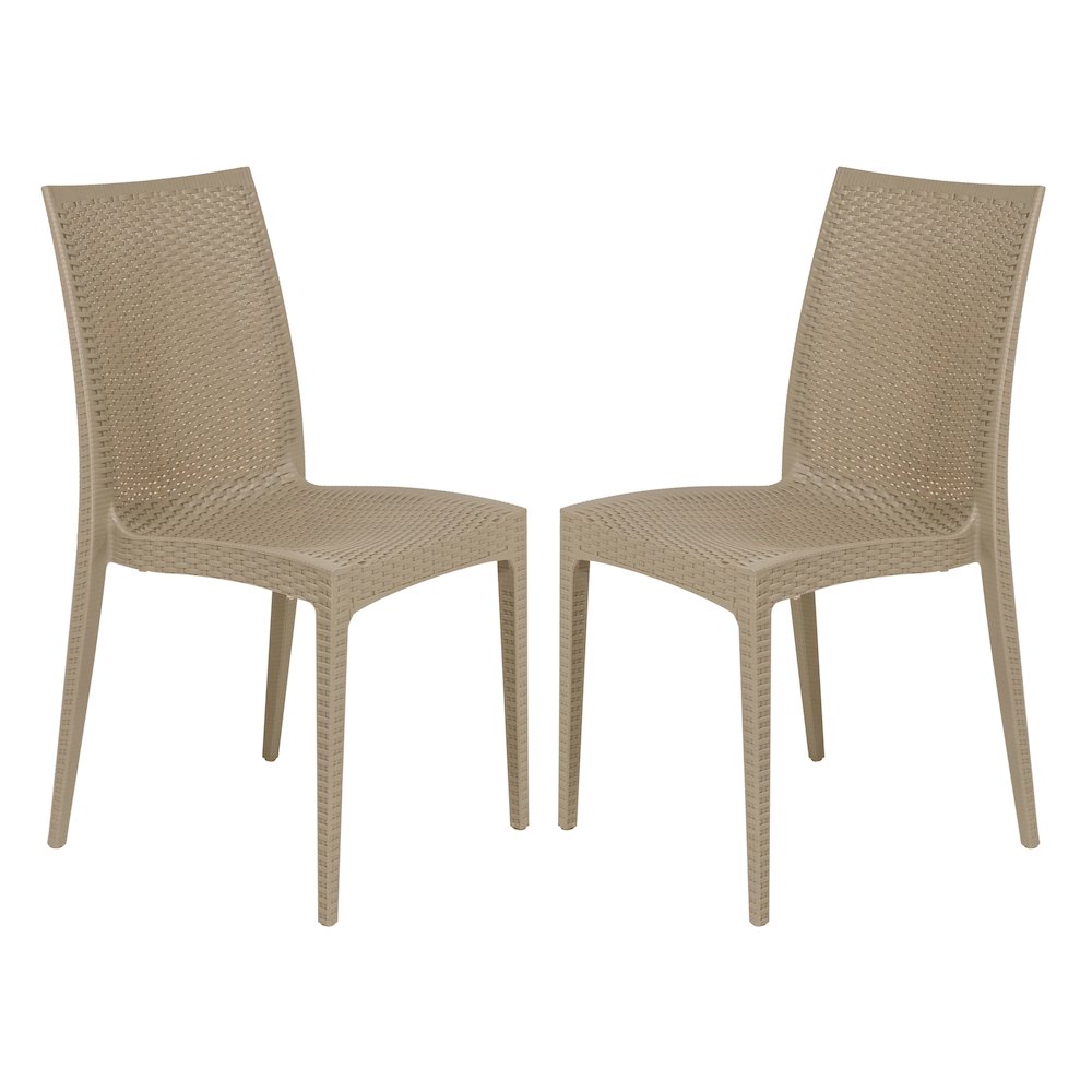 Weave Mace Indoor Outdoor Patio Chair, Set of 2, Taupe