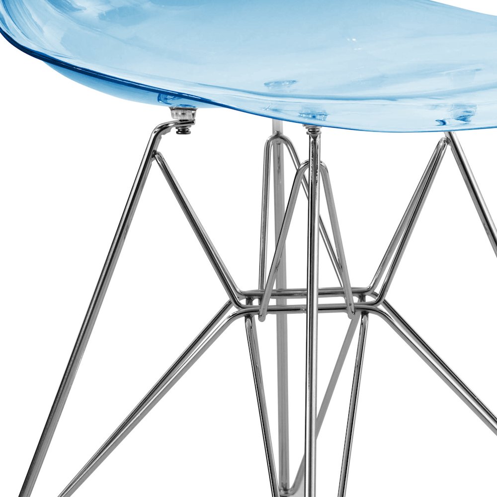 5-Piece Dining Set 35" Round Dining Table in Chrome - Transparent Blue