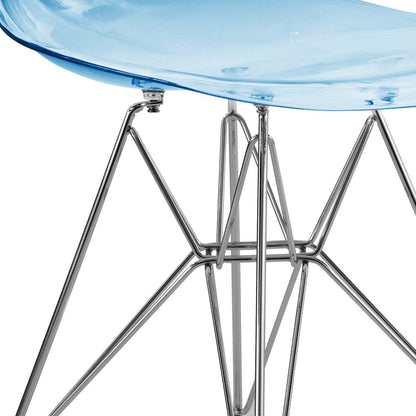 5-Piece Dining Set 35" Round Dining Table in Chrome - Transparent Blue