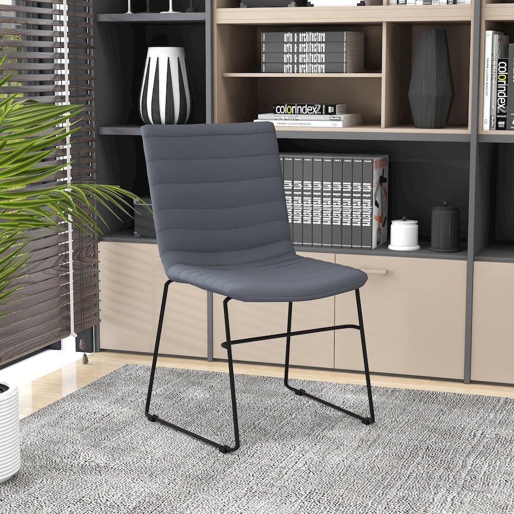 Zylar Series Office Guest Chair in Grey Leather