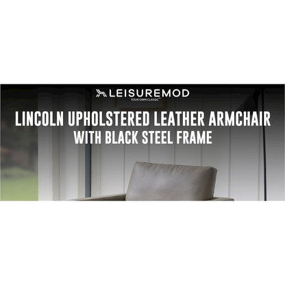 Lincoln Leather Accent Armchair With Black Steel Frame in Grey