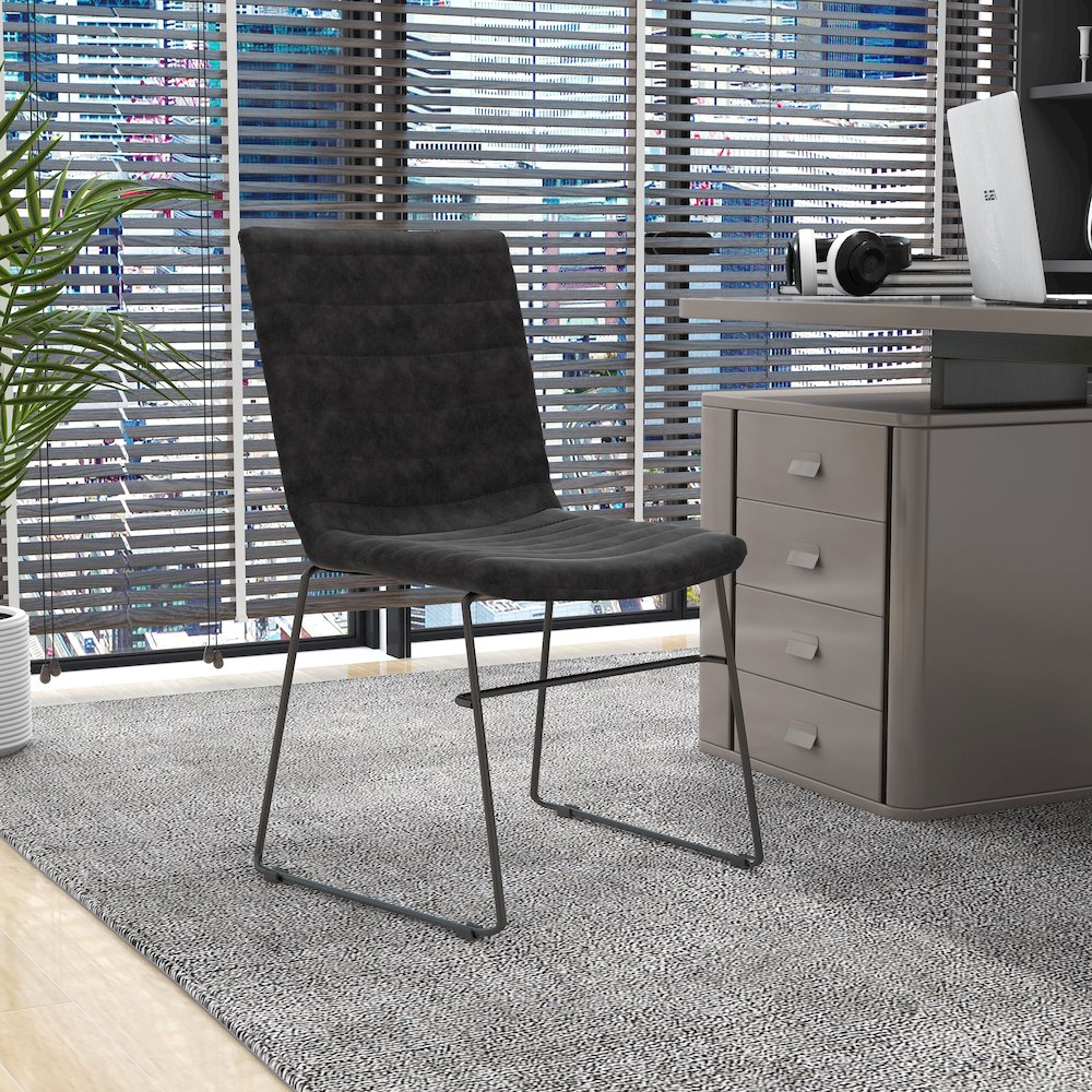 Zylar Series Office Guest Chair in Charcoal Leather