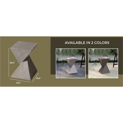 Glint Collection Fiberglass Outdoor Side Table in Grey