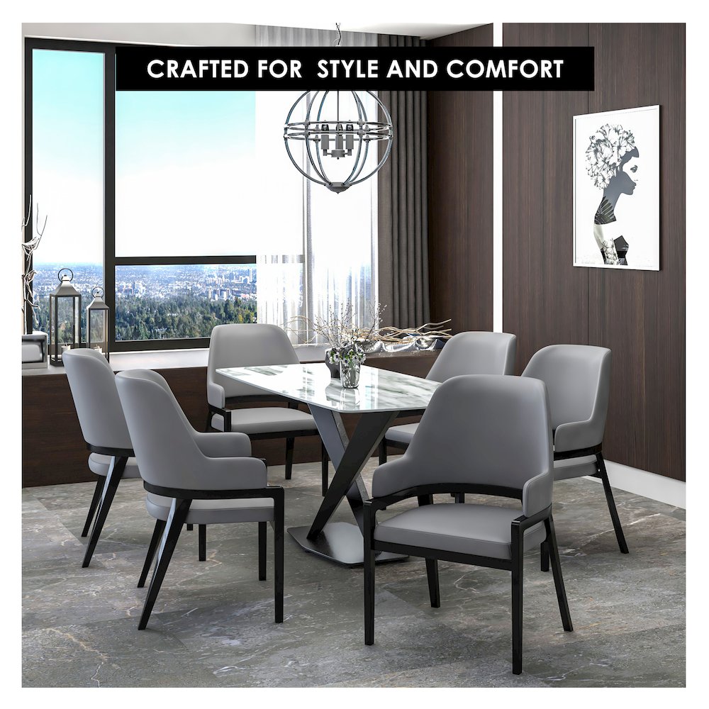 Ethora Collection Modern Wooden Dining Chair in Grey Set of 2