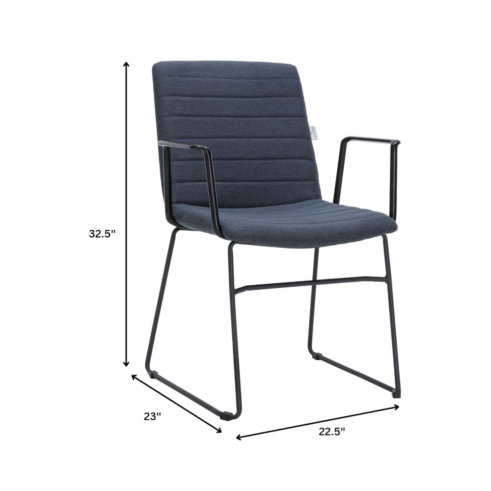 Zylar Series Office Guest Arm Chair in Dark Blue Fabric