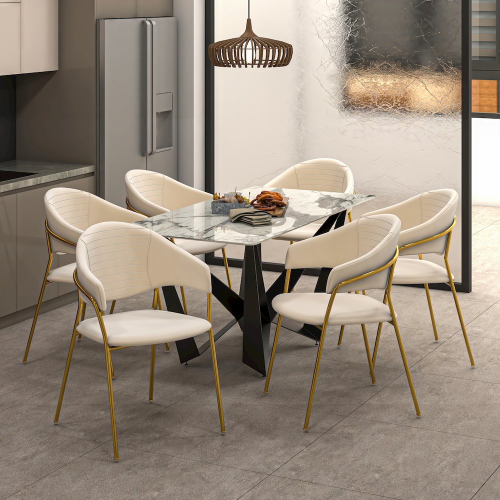 Bella Collection Modern Dining Chair in Off White