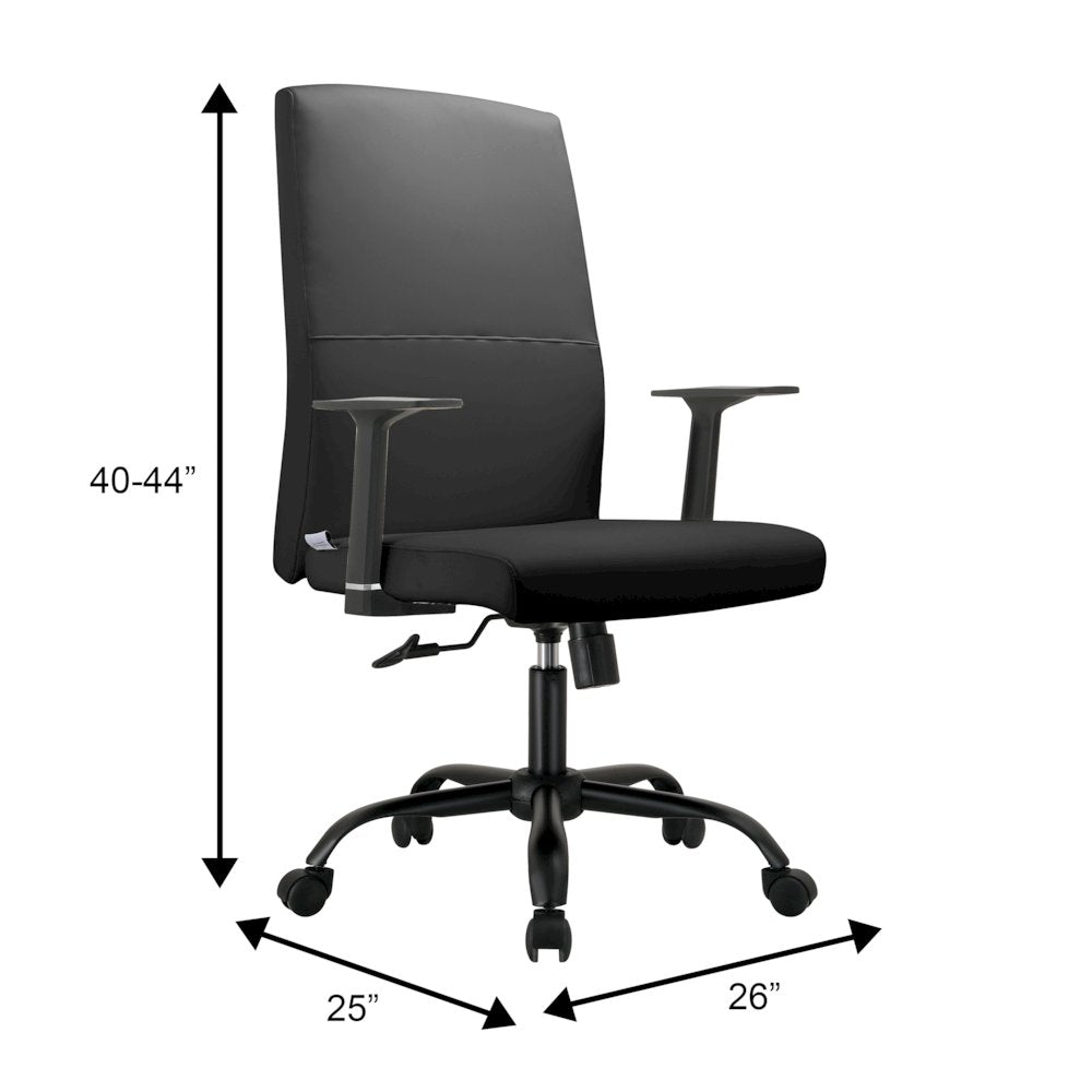 Evander Series Office Guest Chair in Black Leather
