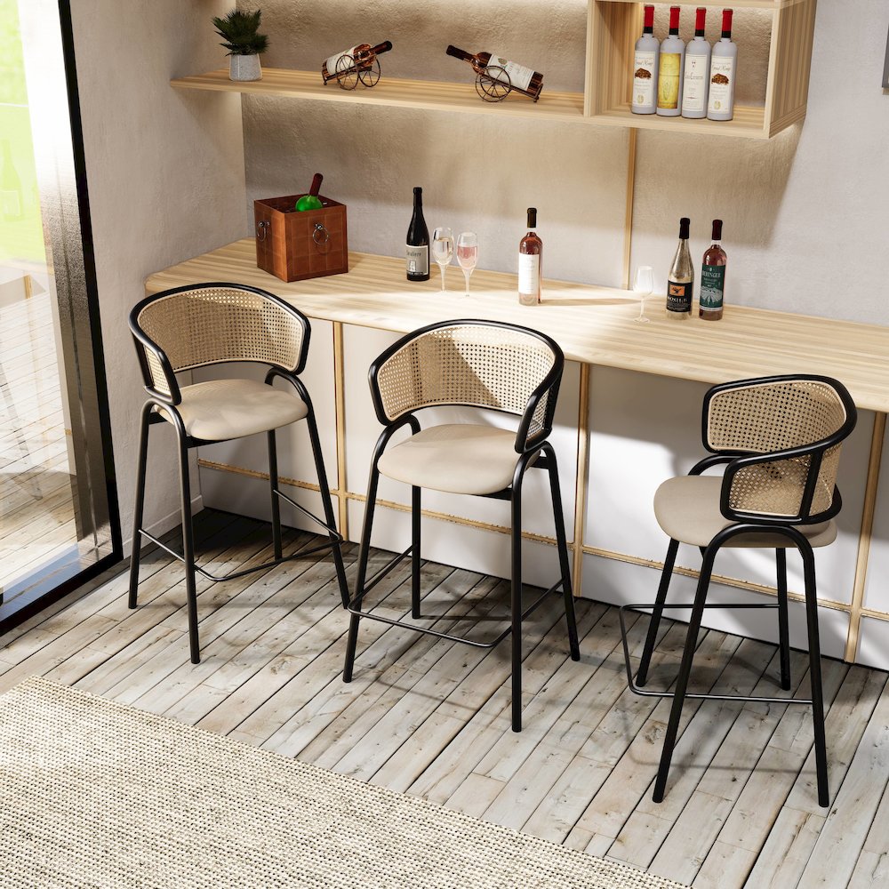 Ervilla Wicker Bar Stool Set of 2