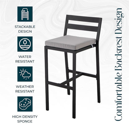 Chelsea Collection Modern Aluminum Outdoor Bar Chair