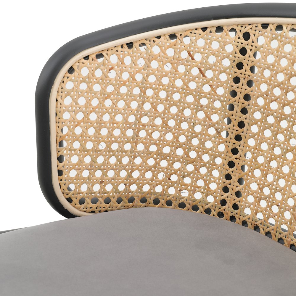 Ervilla Mid-Century Modern Wicker Bar Stool in Grey