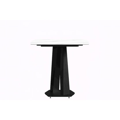 Voren Series Modern Dining Table Black Base, With 62 White Sintered Stone Top
