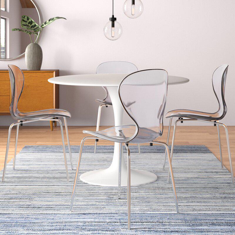 Modern Oyster Transparent Side Chair, Set of 2