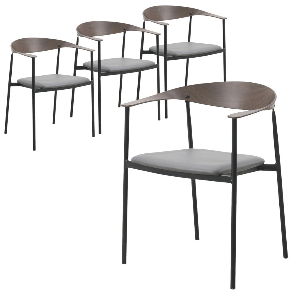 Kora Collection Modern Dining Chair in Charcoal - Set of 4