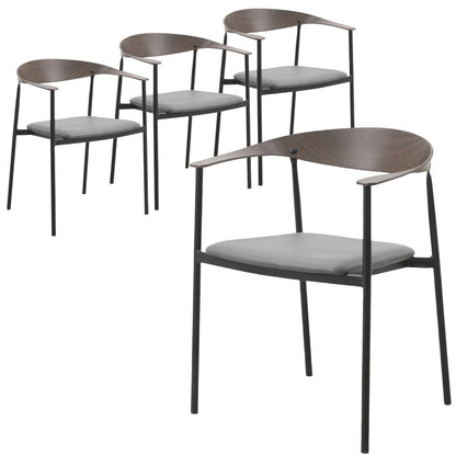 Kora Collection Modern Dining Chair in Charcoal - Set of 4