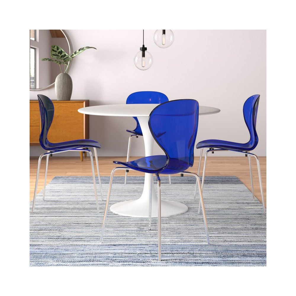 Modern Oyster Transparent Side Chair, Set of 4