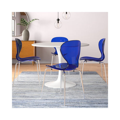 Modern Oyster Transparent Side Chair, Set of 4