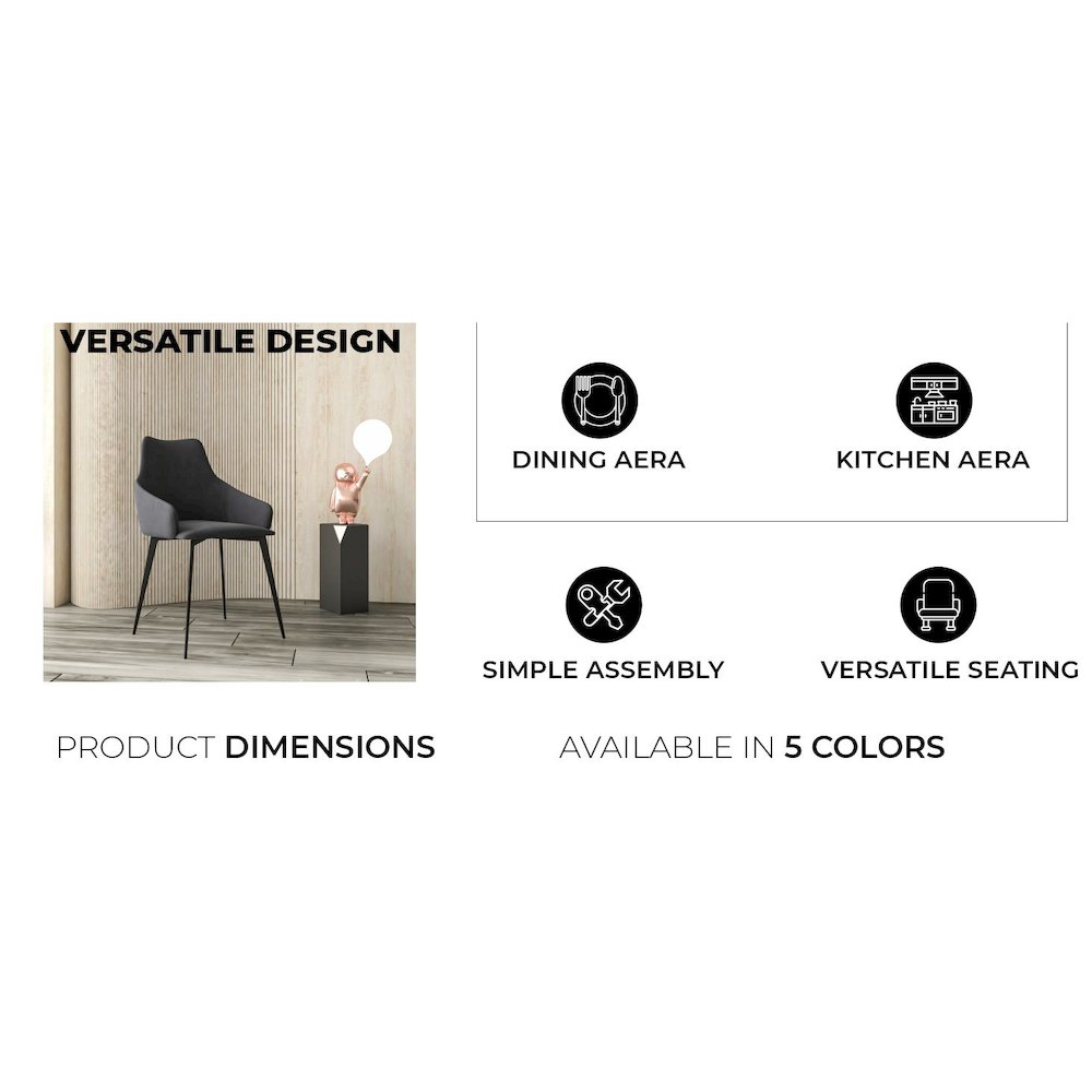 Sonnet Series Modern Dining Chair in Grey
