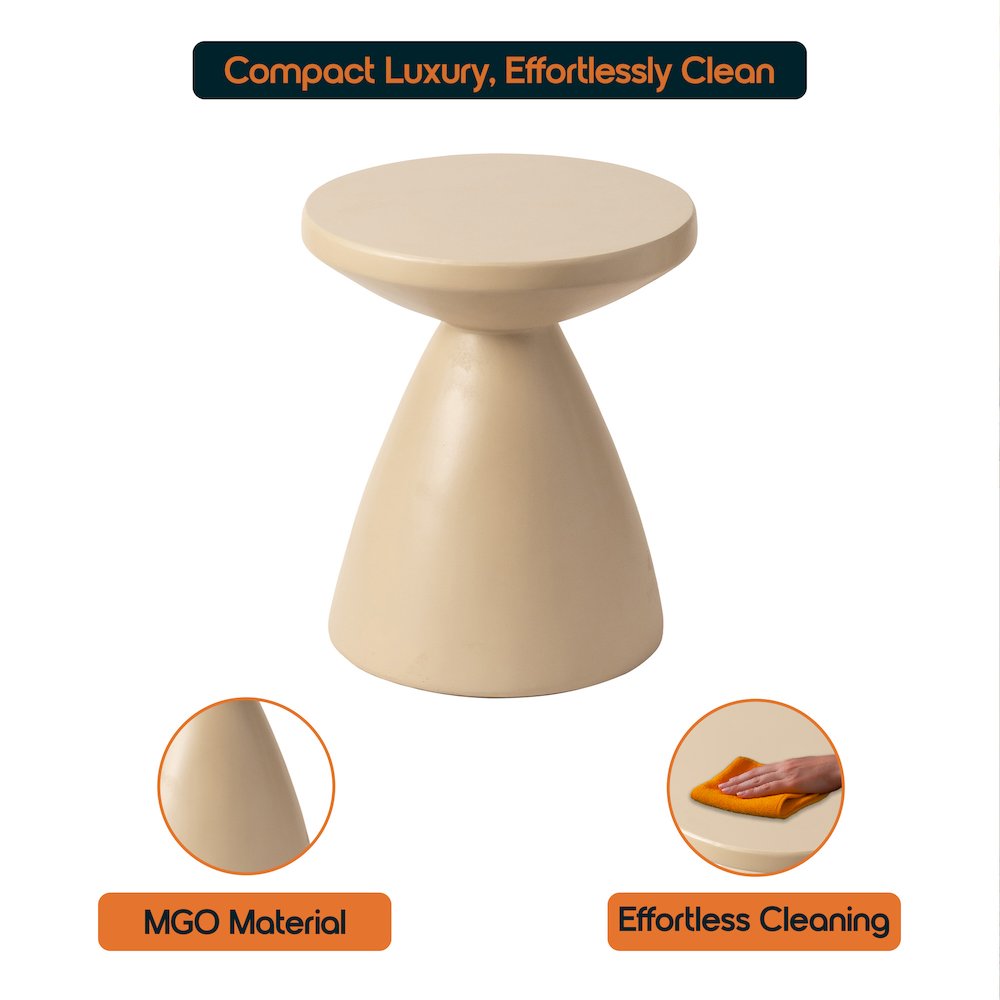 Dune Collection Fiberglass Outdoor Side Table in Beige