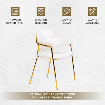 Axis Collection Modern Gold Dining Chair in White - Set of 2
