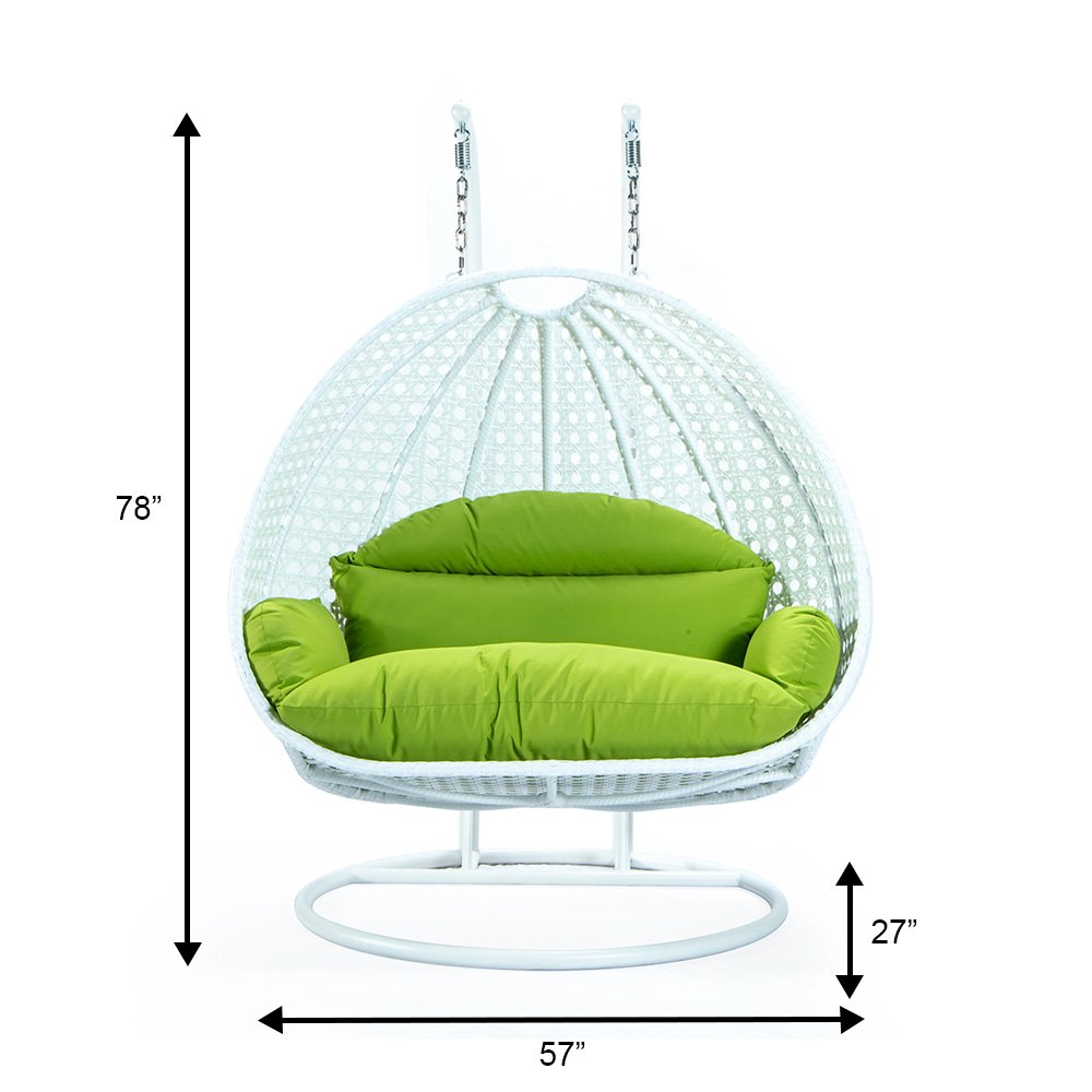 White Wicker Hanging 2 person Egg Swing Chair