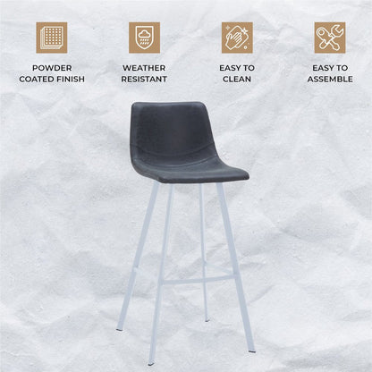 Elland - Bar stool -Charcoal Black- White Base Set of 2