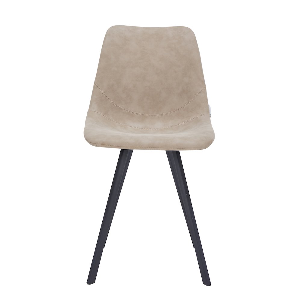 Markly Modern Leather Dining Chair With Metal Legs in Taupe Set of 2
