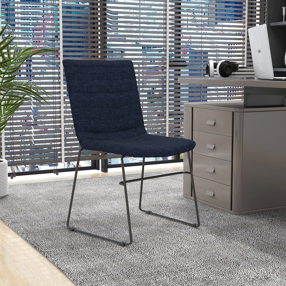 Zylar Series Office Guest Chair in Dark Blue Fabric