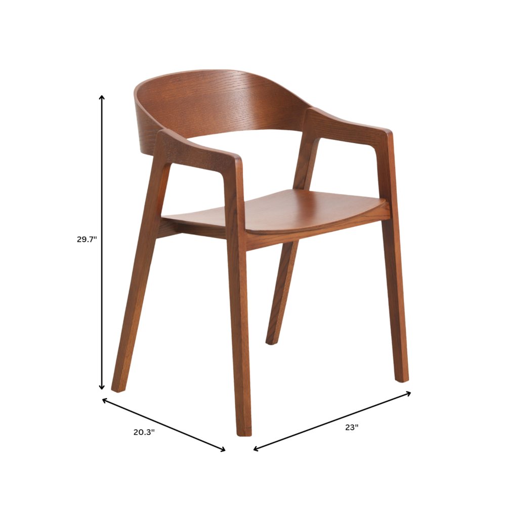Rivo Collection Elegant Dining Chair in Dark Natural Wood - Set of 2
