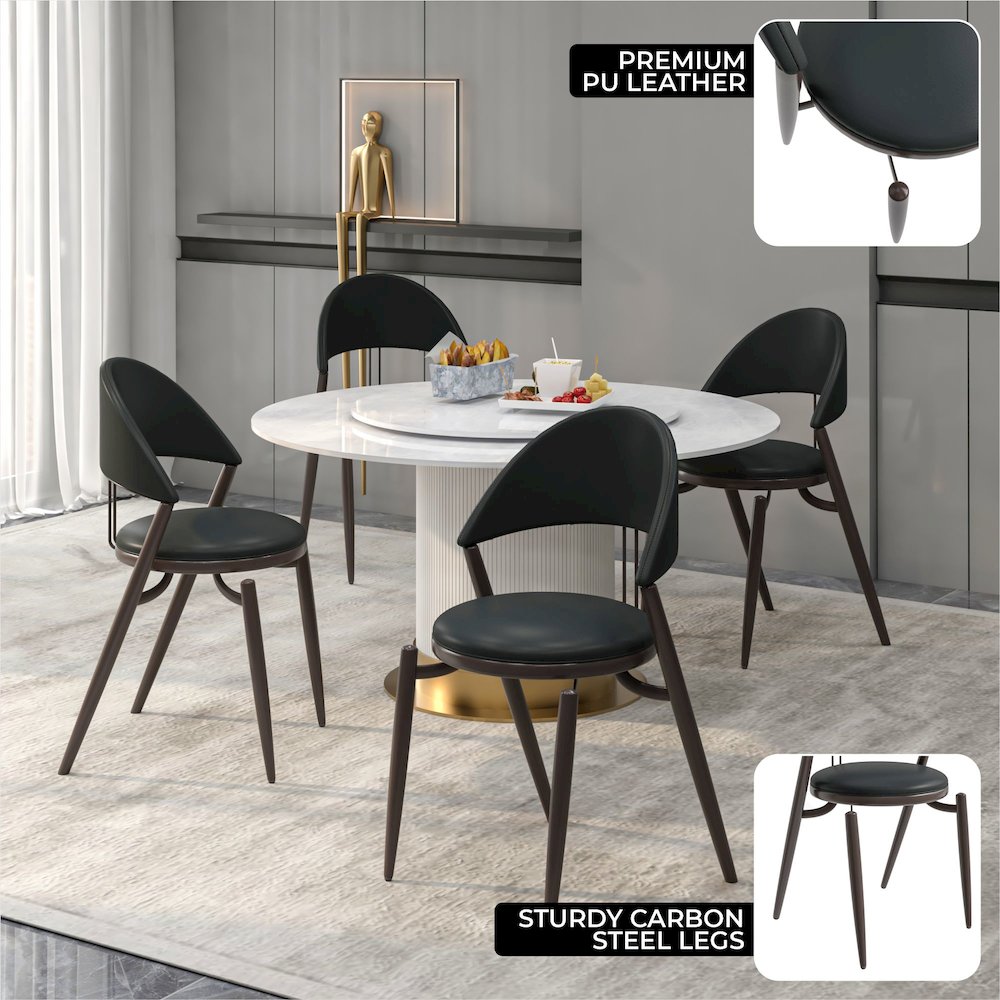 Venice Collection Modern Dining Chair In Black set of 2 in Black