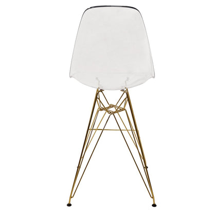 Cresco Modern Acrylic Barstool with Gold Chrome Base and Footrest