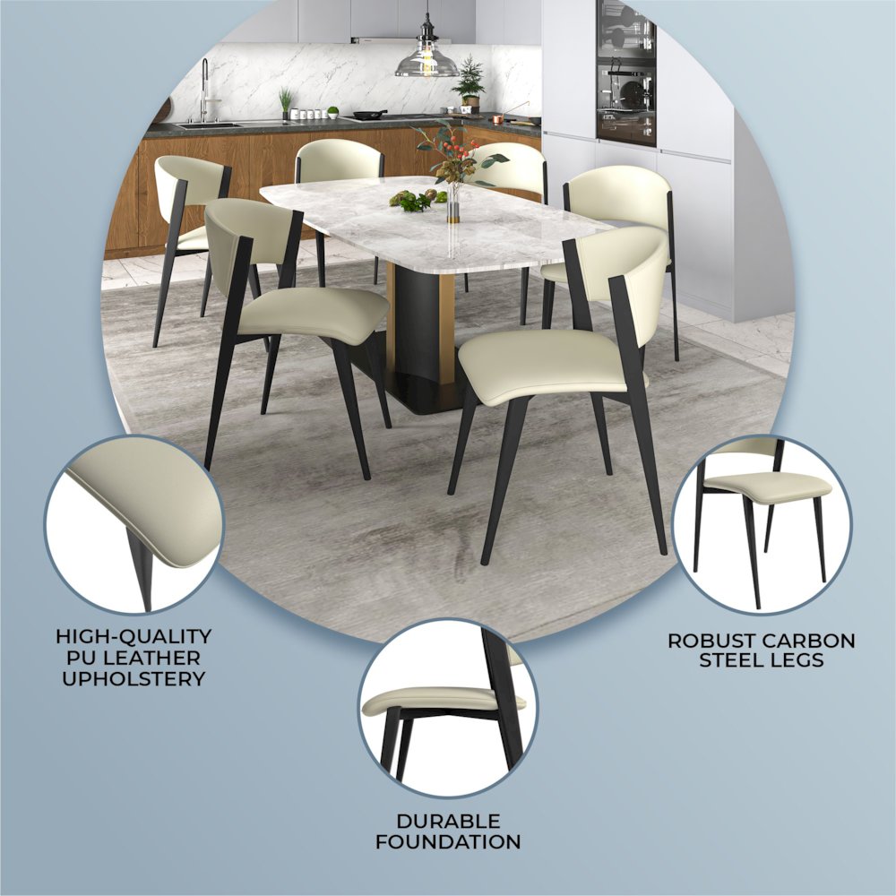 Aspen Collection Modern Dining Chair Black Frame in Light Grey