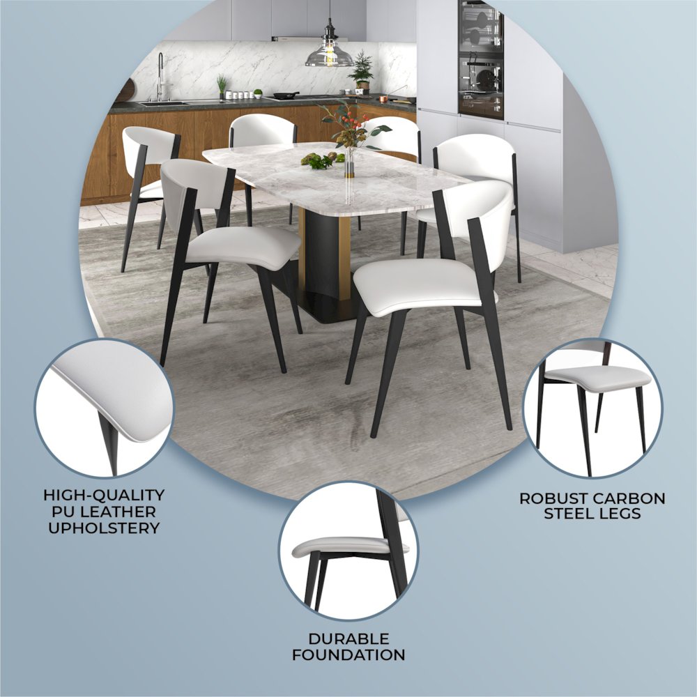 Aspen Collection Modern Dining Chair Black Frame in White