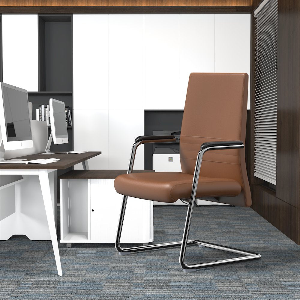 Aleen Series Guest Office Chair In Dark Brown Leather