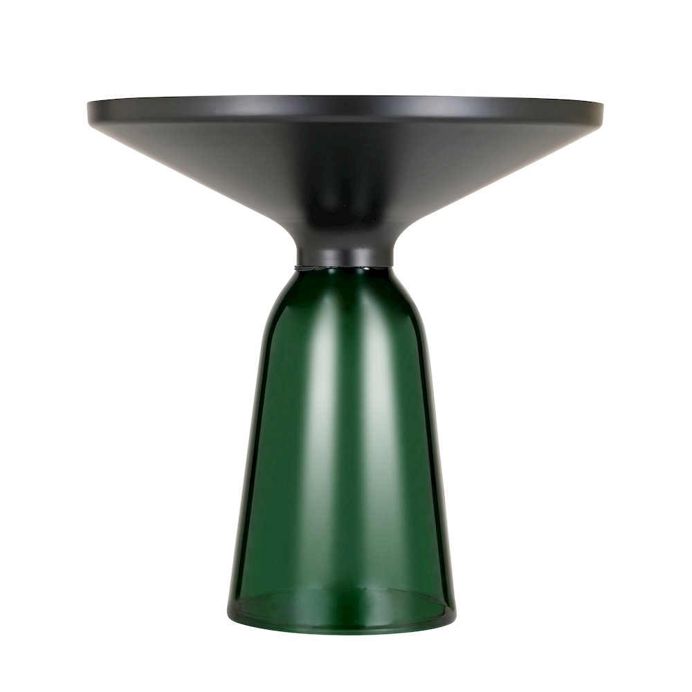 Tully Collection Glass side Table Green glass, Black Rim with Black Glass top
