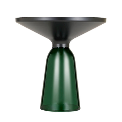 Tully Collection Glass side Table Green glass, Black Rim with Black Glass top