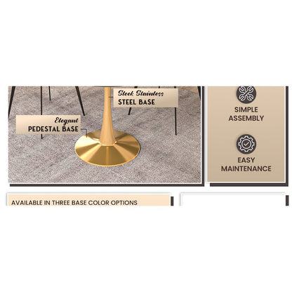 Bristol 31" round dining table Gold Base With White Top