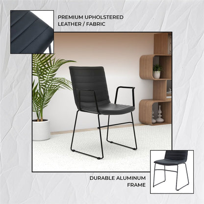 Zylar Series Office Guest Arm Chair in Black Leather