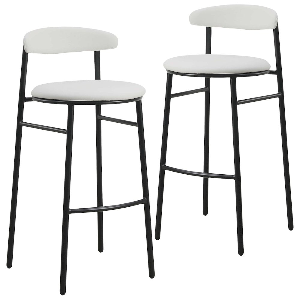 Lume Collection Modern Bar Stool in Grey Set of 2