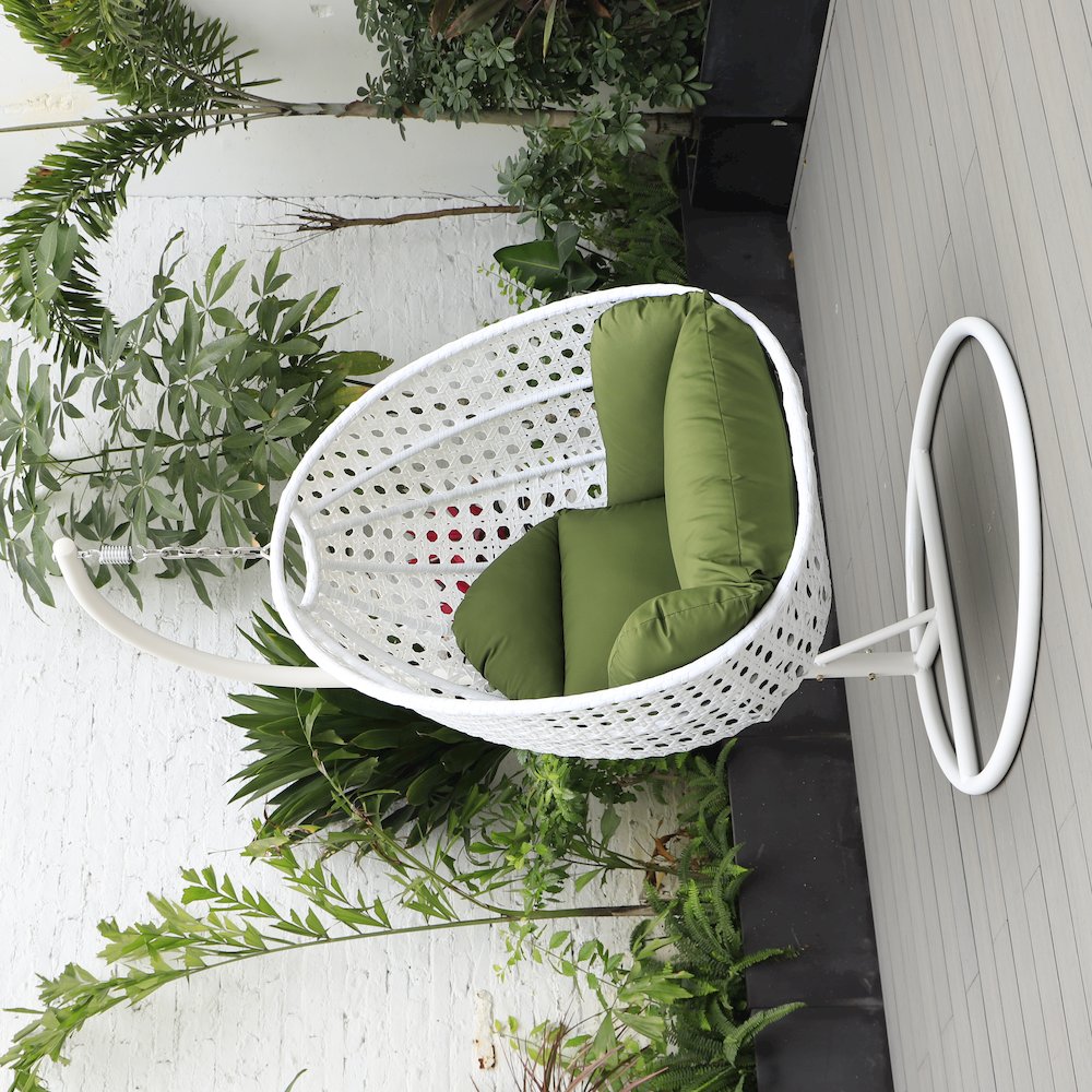 White Wicker Hanging Egg Swing Chair