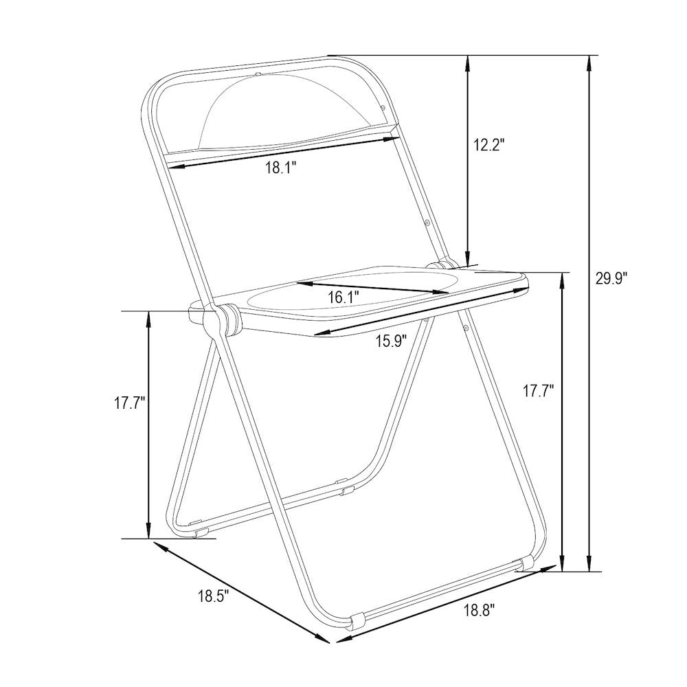 Lawrence Acrylic Folding Chair With Metal Frame, Set of 2