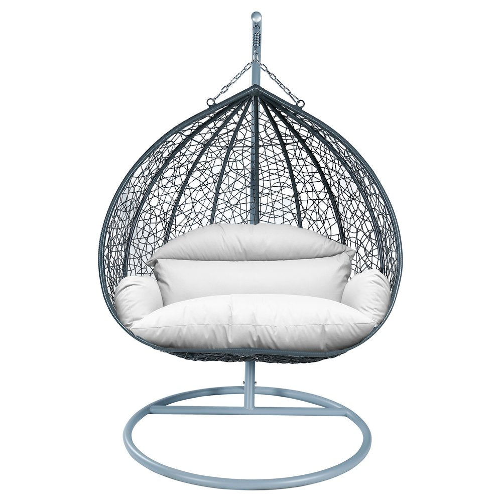 Recluse Collection Modern Outdoor Swing Chair Grey Frame with ES57 White Cushion