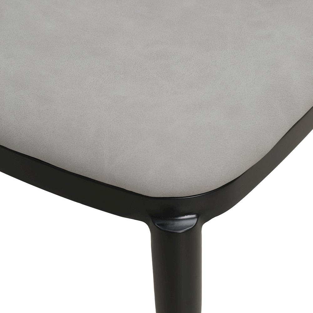Tule Collection Dining Chair, Black Frame With Light Grey Leather