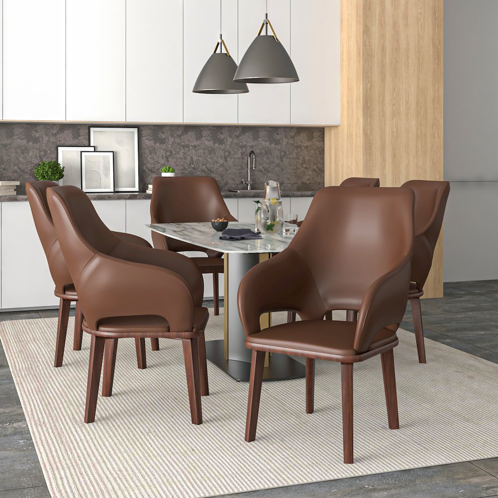 Vivara Collection Modern Dining Chair in Dark Brown