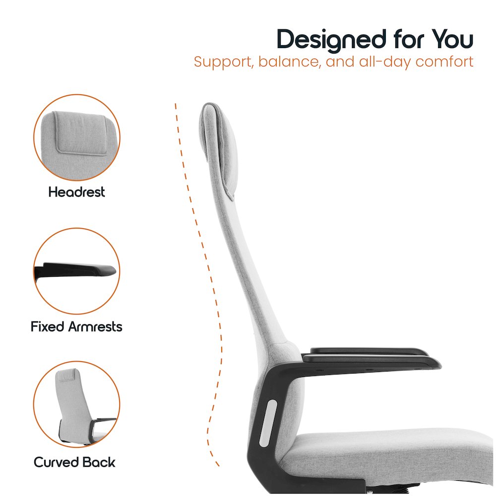 Nexa Collection Modern Office Chair In Grey Fabric