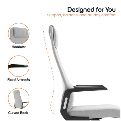 Nexa Collection Modern Office Chair In Grey Fabric