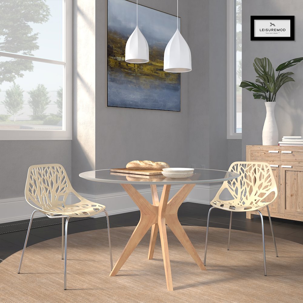 Modern Asbury Dining Chair w/ Chromed Legs, Set of 2