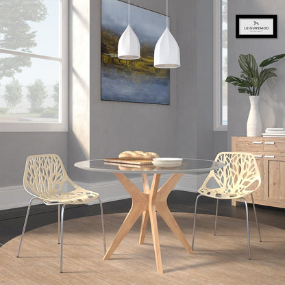 Modern Asbury Dining Chair w/ Chromed Legs, Set of 2