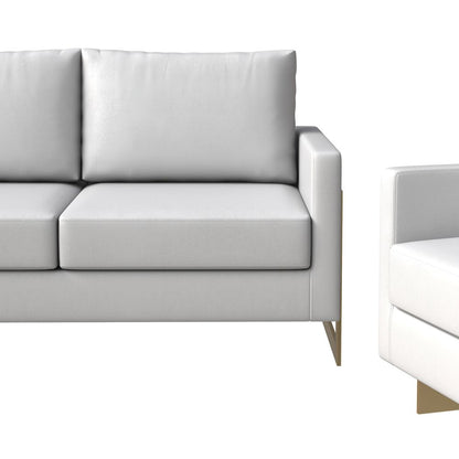 Lincoln 3-Piece Velvet Living Room Sofa Set With Gold Frame White